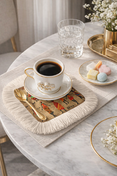 Evimde Bambaşka مناديل تقديم أنيقة مستوحاة من أفريقيا ذات حواف مزخرفة - منادي...