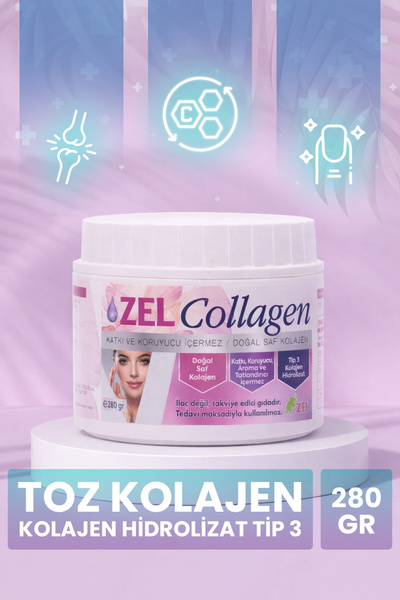Zel Tip 3 Hidrolize Toz Kolajen 280 g – Katkısız & Tatlandırıcısız