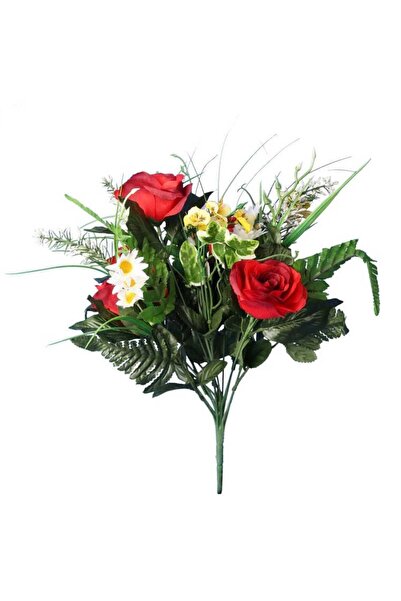 Goliat BUKIET SZTUCZNYCH RÓŻ I BRATKÓW W KOLORZE CZERWONYM 46 CM