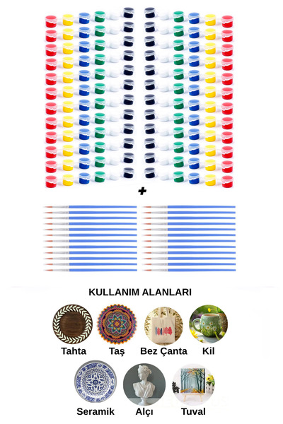 kutuTR 24 Set Akrilik Boya + 24 Adet Fırça – Çok Amaçlı Hobi ve El Sanatları ...