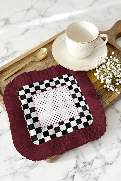 Evimde Bambaşka Luxurious Checkered Fringed Presentation Placemat Tissue - Ti...