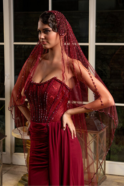 Simay Aksesuar Gelin Duvağı Seti, Nikah, Gelin Duvak, Kına Duvağı 2,3 Mt