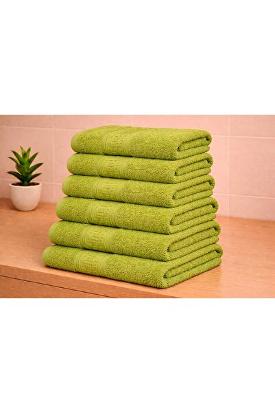 OEM Set of 6 Green 100% Cotton Bath Towels with Patterned , 70x130 cm, 500 gr...