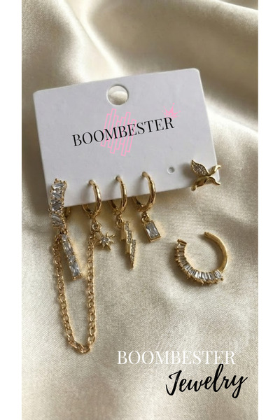 BoomBester Silver Charm Multi Hoop Luxury Earring Set-Boombester Imperial Écl...