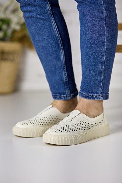 Tellus Women's Beige Breathable Genuine Leather Slip-On Trendy & Comfort Shoe...