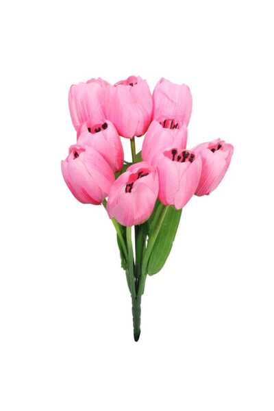 Goliat BUKIET 9 JASNO RÓŻOWYCH SZTUCZNYCH TULIPANÓW WYSOKIEJ JAKOŚCI, 38 CM