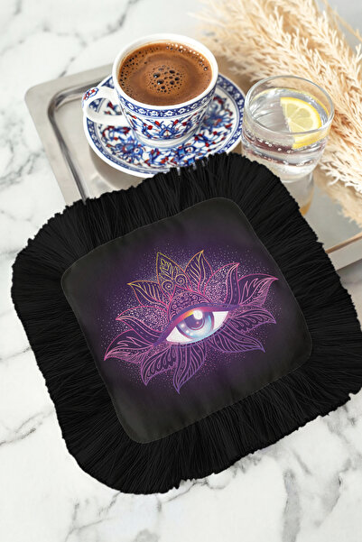 Evimde Bambaşka Mistisism Lotus Eye Fringe Napkin - Șervețele pentru suportur...
