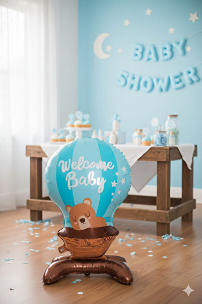 DODOMAR بالون مطبوع عليه عبارة 'Welcome Baby' - بالون 'Welcome Baby Blue Foot'