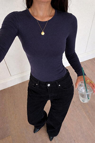 COMBİNE MİCHAİL Women's Basic Long Sleeve Stylish Smoked Blouse