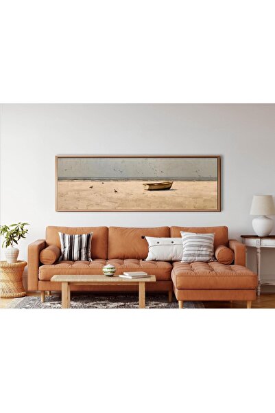 woodhomeworks Tek Parça Gerçek Ahşap Yatay Panorama Çerçeveli Tablo yalnız sa...