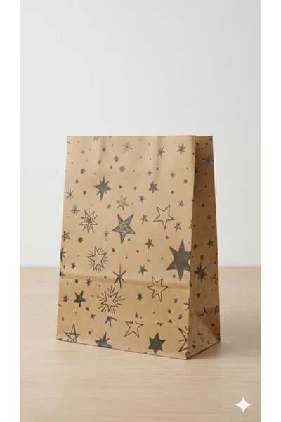 HDF PAZARLAMA MODEL STEA 50 bucăți 18*8*24 fără mâner Pungă de hârtie Kraft p...