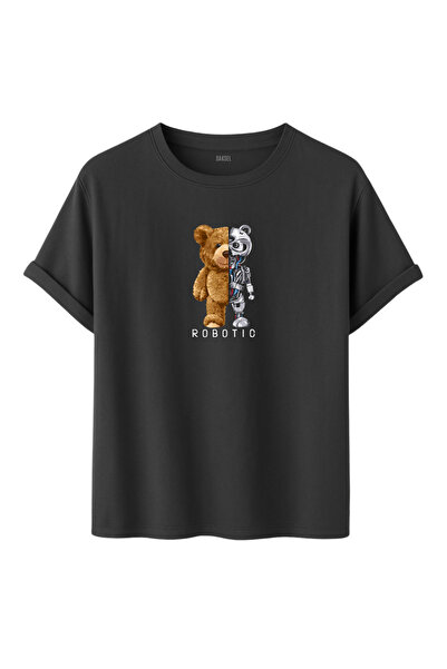 DK DAKSEL Unisex Wide Color Range Robotic Teddy Bear Printed 100% Cotton T-Shirt