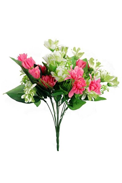 Goliat BUKIET 12 DROBNYCH DALII Z DUŻYMI LIŚĆMI 42 CM RÓŻOWO ZIELONY