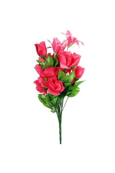 Goliat Bukiet Sztucznych Kwiatów - Róża i Lilia, 24 szt., 54 cm, Kolor Ciemno...