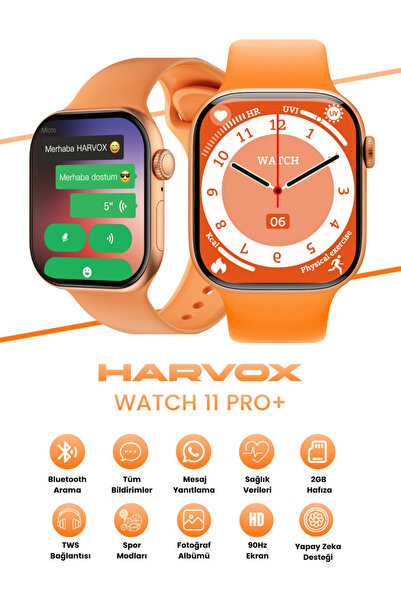Bagajon Harvox Watch 11 Pro+ Akıllı Saat iPhone ve Android Tüm Telefonlara Uy...