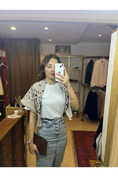 Başak Bulut Butik Bej-Kahve Şal