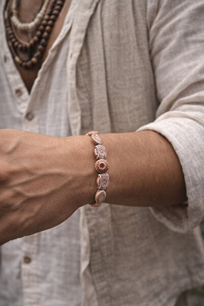 Handmade Antik Motifli Toprak Tonları Bohem Esnek Bileklik