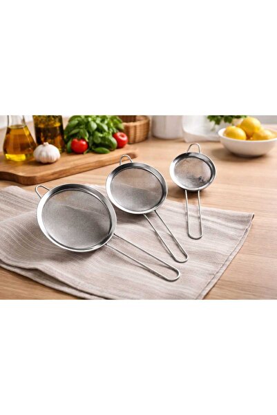 AiroBazar 3-Piece Stainless Steel Wire Strainer Set, Kitchen, Tea, Flour and ...