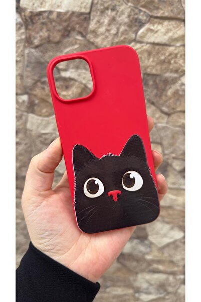 Vip Case iPhone 13 Compatible Cute Black Cat Patterned Silicone Shock-Absorbi...