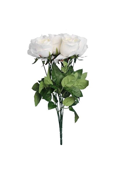 Goliat Biały Bukiet 9 Sztucznych Róż Wyglądających Jak Żywe o Wysokości 45 cm
