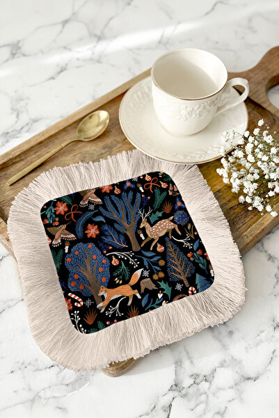 Evimde Bambaşka Șervețel de prezentare cu ciucuri Cute Forest Story - Șervețe...