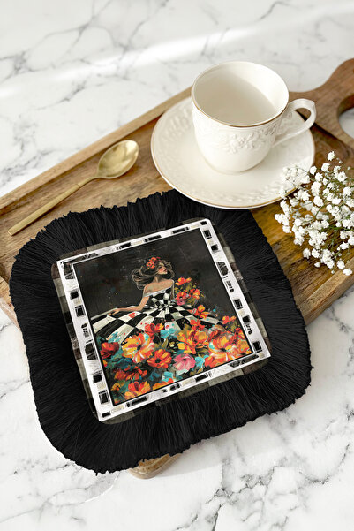 Evimde Bambaşka Flower Garden Elegance Fringed Presentation Napkin-Artistic W...