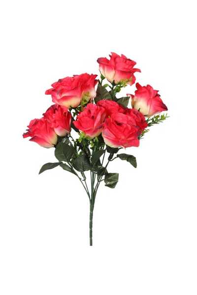 Goliat Bukiet 8 róż z dodatkiem bukszpanu w kolorze ciemny róż