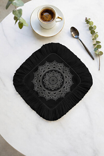 Evimde Bambaşka Șervețel de prezentare cu franjuri Mandala de lux, maro - Șer...