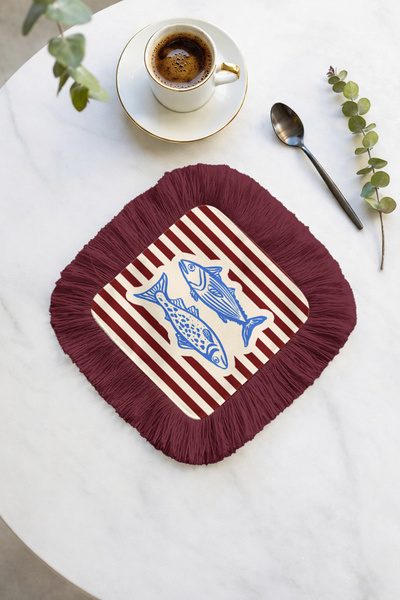 Evimde Bambaşka Șervețel de prezentare cu franjuri în stil italian - Șervețel...