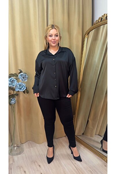ASSO Women's Plus Size Satin Shirt