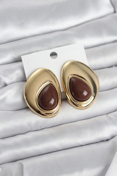 CT STONES Mey Import ®   Brass Gold Color Brown Stone Drop Model Vintage Wome...