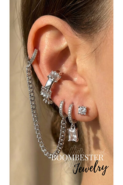 BoomBester Silver Charm Multi Hoop Luxury Earring Set-Boombester Imperial Écl...
