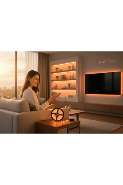 haelight 3 Çipli 12V Kendinden Yapışkanlı Şerit Led Amber Renk