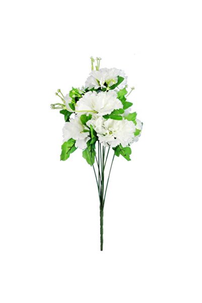 Goliat Biały Bukiet Sztucznych Goździków z Gipsówką - 9 Sztuk, 50 cm
