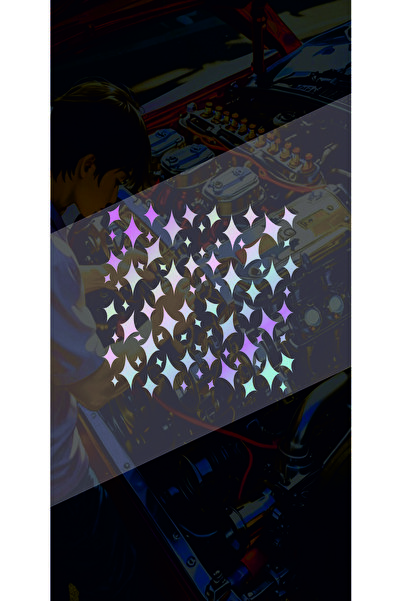 sticker Karışık Yıldızımsı 25x25Cm Desen Kaplama Araba-Oto-Motor-Kask Hologra...