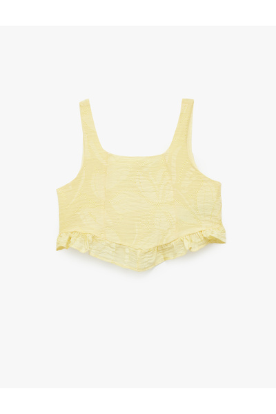 Koton Вискозен квадратен деколте с набори без ръкави къс топ