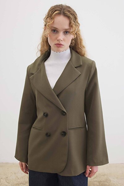 Hooopstore Double Breasted Khaki Jacket