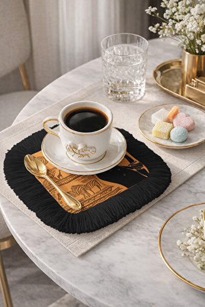 Evimde Bambaşka Șervețel de prezentare cu franjuri cu motive africane - Șerve...