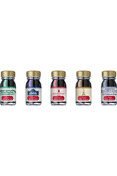 Jacques Herbin Set de 5 sticle de cerneală 10ml Writing Paris Colours