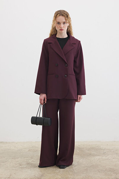 Hooopstore Double-Breasted Burgundy Jacket