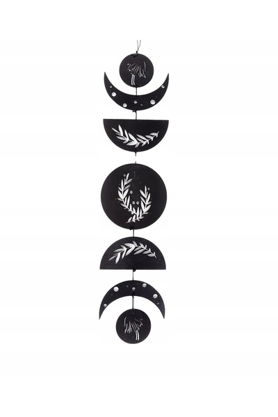 Other Happilax Moon Phases Garland - Wooden Wall Ornament, Boho Style, Black ...