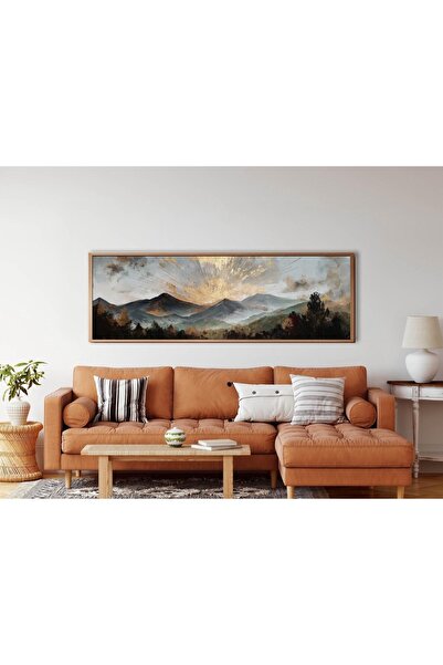 woodhomeworks Tek Parça Gerçek Ahşap Yatay Panorama Çerçeveli Tablo