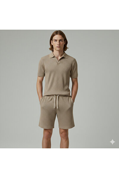 thefun fashion Muški set od rebraste osmanske prozračne tkanine, polo majica ...