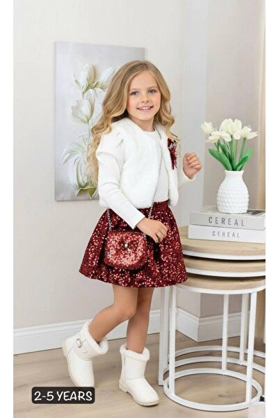 Milanlı Kids Girl's 3-Piece Vest Set with Bag and Gift