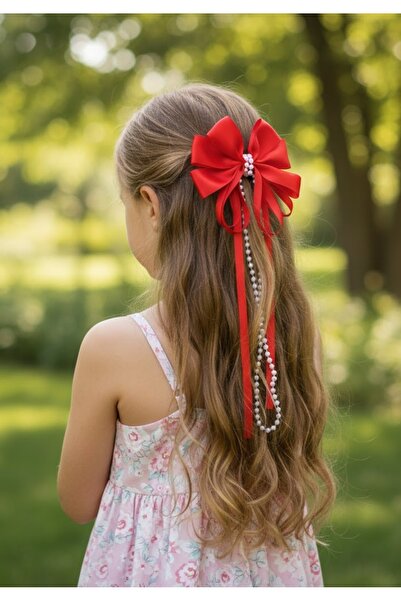 LO ADORO Червена лента за коса с перли и панделка за момичета, 23 април
