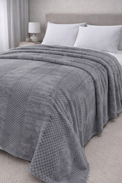 Bottega Home Line Anthracite Wellsoft Jacquard Blanket (200 X 220)