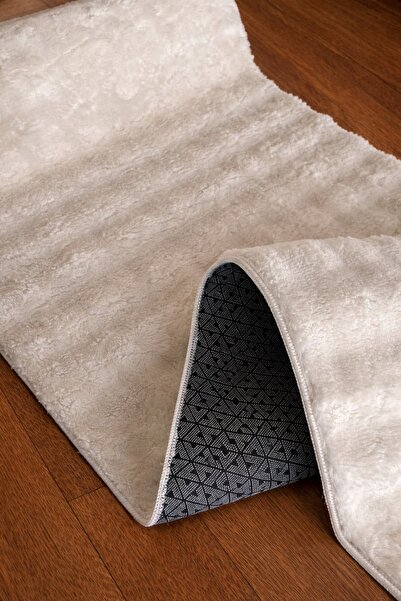 TALYA HALI Acar Home Krem Yumuşak Bubble Kaymaz Özel Taban Peluş Halı Yolluk