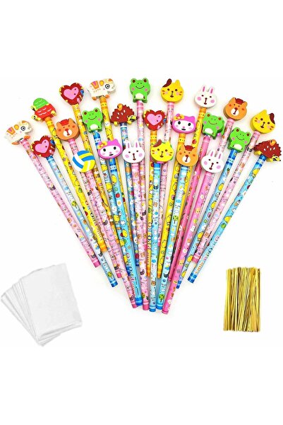 Other Creioane Grafit cu Radieră Animale - Set 24 Bucăți, Lemn, Accesorii Cad...