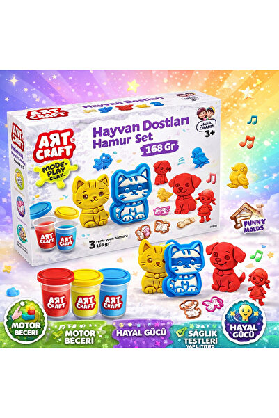 Sayıcı Kids Art Craft Hayvan Dostları 168 Gr Oyun Hamuru Seti – Kalıplı Eğiti...