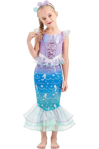 Other Costum Sirena Fetițe - Rochiță Paiete și Organza, Carnaval Halloween - ...